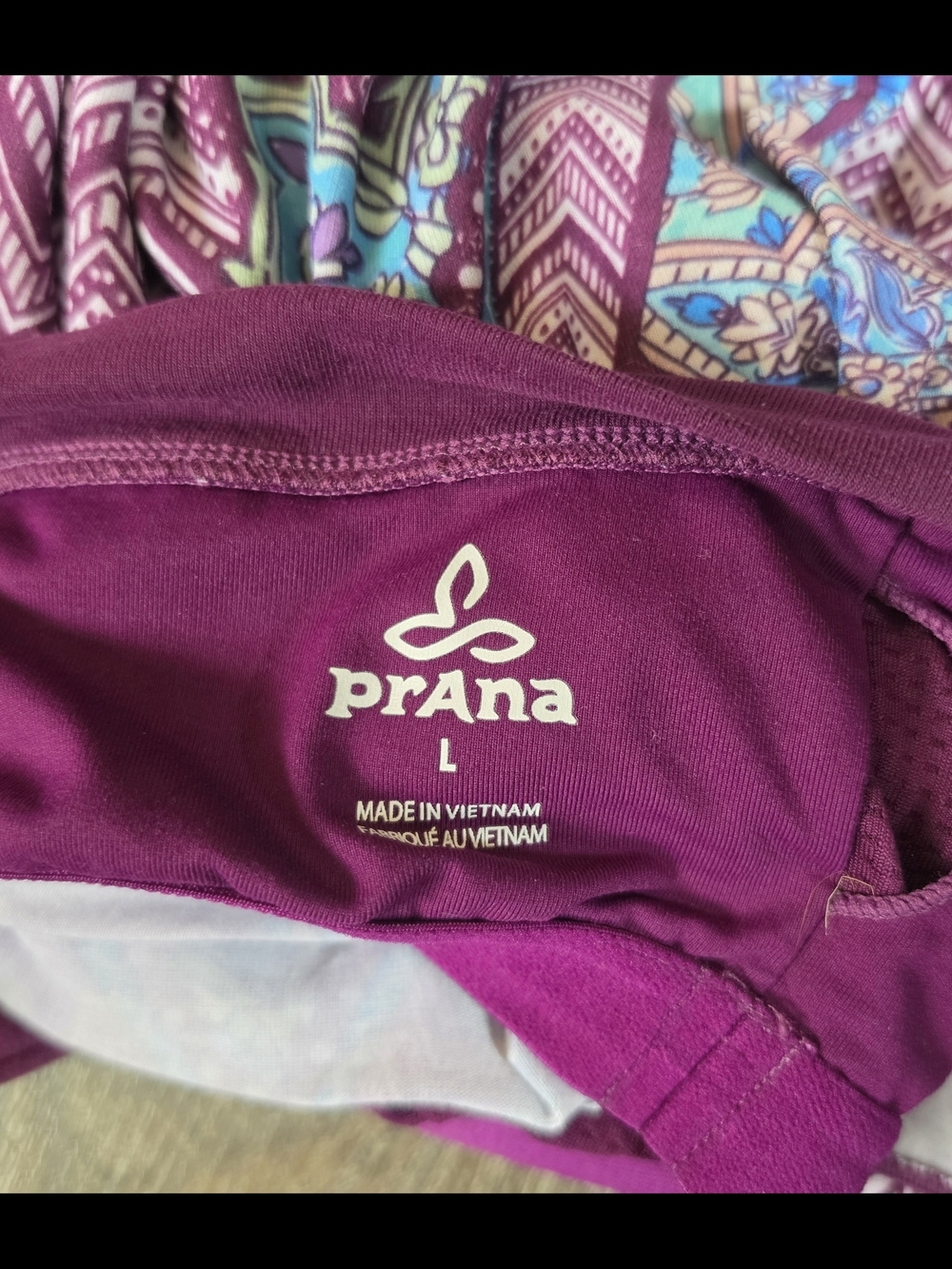 Prana Quinn Racerback Shelf Bra Midi Dress Women's L Purple Teal Grapevine Samba - Picture 7 of 12